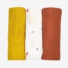 3 LANGES 70X70 OEKO TEX CACHE CACHE EN FORET 84350