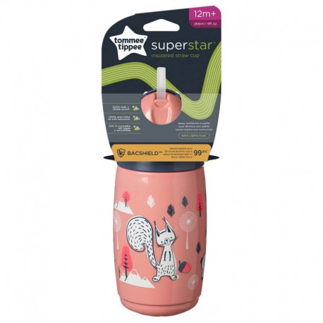 TASSE ISOTHERME A PAILLE ROSE 266ML TOMMEE TIPPEE