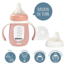 BIBERON EN VERRE + SILICONE 210ML OLD PINK 913520