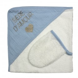 SORTIE DE BAIN + GANT DODO BLEU GALATEXE DODO106BL