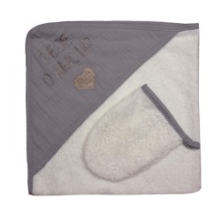 SORTIE DE BAIN + GANT DODO GRIS GALATEXE DODO106GRIS