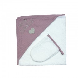 SORTIE DE BAIN + GANT DODO ROSE GALATEXE DODO106ROSE