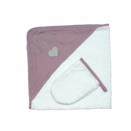 SORTIE DE BAIN + GANT DODO ROSE GALATEXE DODO106ROSE