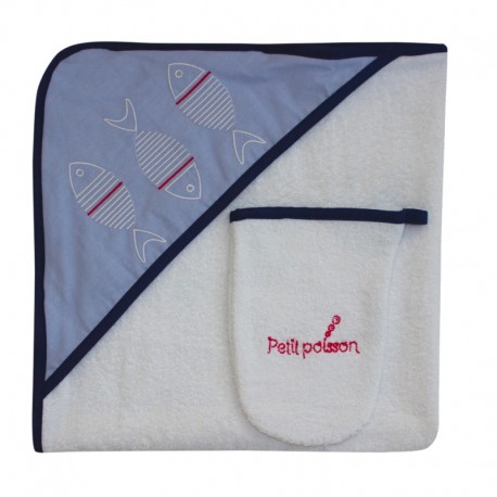 SORTIE DE BAIN + GANT FISH GALATEXE FISH106