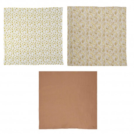 LOT 3 LANGES MOUSSELINE 60X60 HONEY MOON 1300788