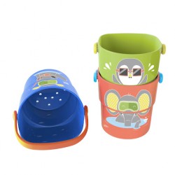 3 MINIS SEAU DE BAIN CORAIL VERT BLEU DBB 311001