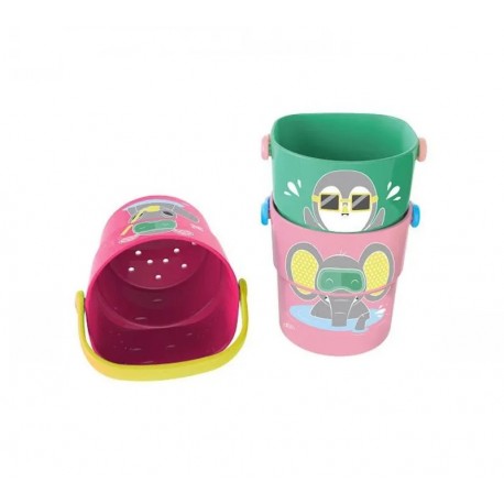 3 MINI SEAUX DE BAIN FRAMBOISE/VERT/ROSE 311003