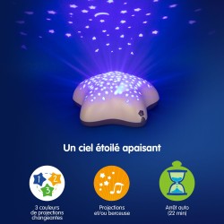PROJECTEUR MUSICAL ETOILE BEIGE PABOBO SP02BAT-BOI