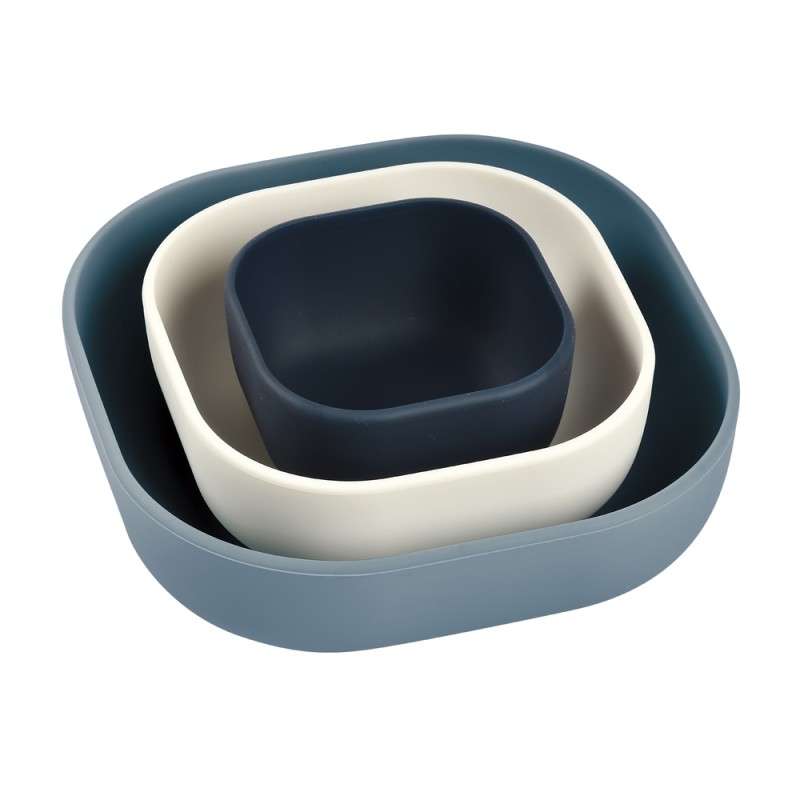 LOT 3 BOLS SILICONE GIGOGNE NIGHT BLUE BEABA 91356