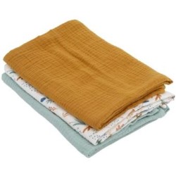 LOT 3 LANGES MOUSSELINE VERT CARAMEL 1300769