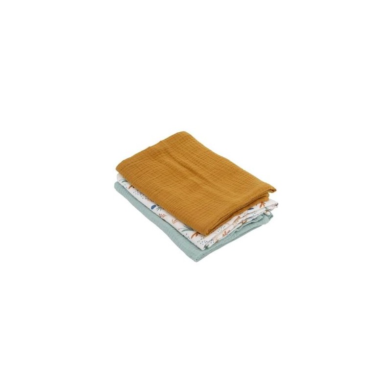 LOT 3 LANGES MOUSSELINE VERT CARAMEL 1300769