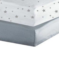 DRAP HOUSSE LOT ETOILES + GRIS 70X140 8160028