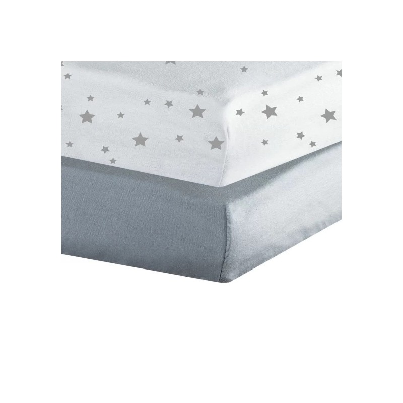DRAP HOUSSE LOT ETOILES + GRIS 70X140 8160028