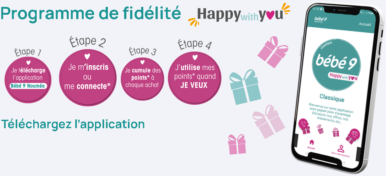 Téléchargement application Android et IOS Bébé9 Nouméa